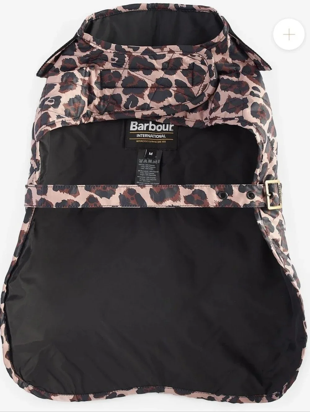 BARBOUR Boulevard Quilted Dog Coat in Dusty Pecan Jaguar Print Size Medium